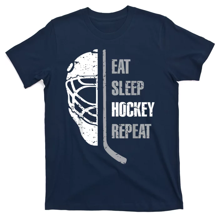 Eat Sleep Hockey Repeat Hockey Funny Ice Hockey T-Shirt