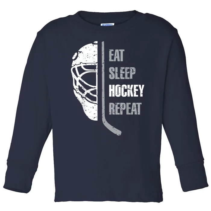 Eat Sleep Hockey Repeat Hockey Funny Ice Hockey Toddler Long Sleeve Shirt