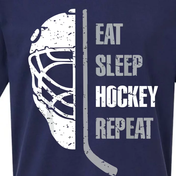 Eat Sleep Hockey Repeat Hockey Funny Ice Hockey Sueded Cloud Jersey T-Shirt