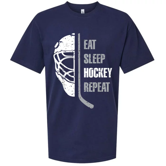 Eat Sleep Hockey Repeat Hockey Funny Ice Hockey Sueded Cloud Jersey T-Shirt