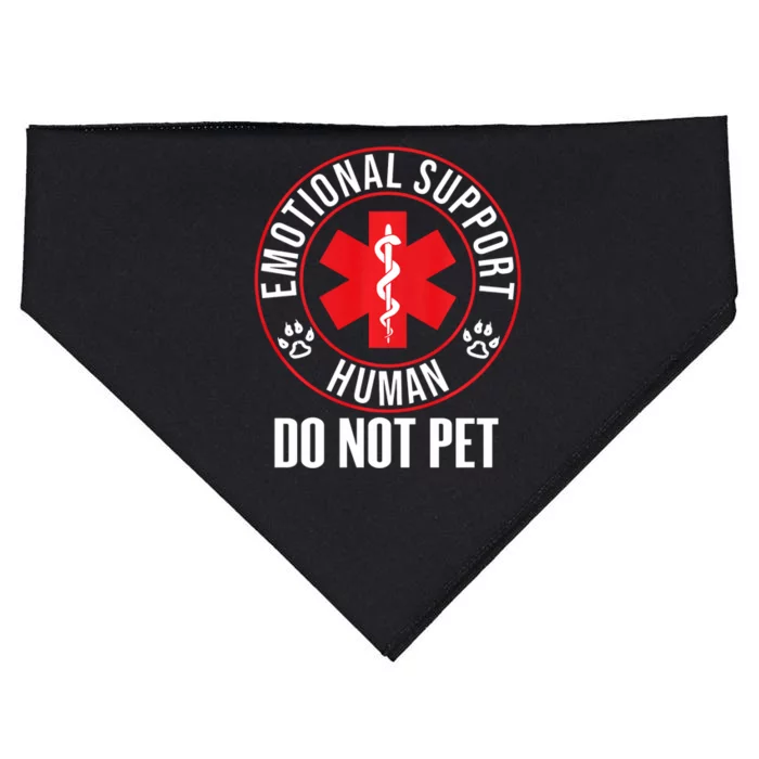 Emotional Support Human Do Not Pet Service Dog Love Humor USA-Made Doggie Bandana