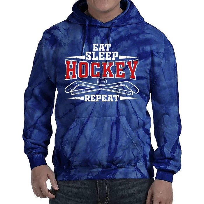 Eat Sleep Hockey Repeat For Hockey Player Tie Dye Hoodie