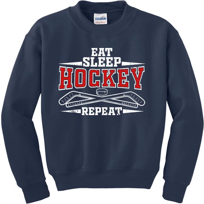 Eat Sleep Hockey Repeat For Hockey Player Kids Sweatshirt