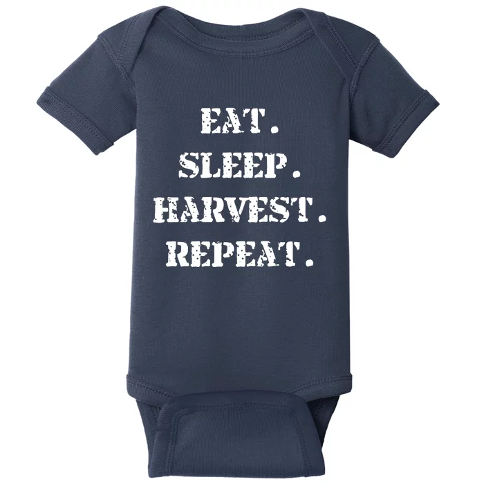 Eat Sleep Harvest Repeat Funny Joke Farmer Baby Bodysuit