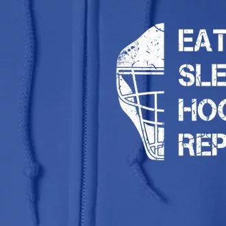 Eat Sleep Ice Hockey Repeat Christmas Birthday Funny Gift Full Zip Hoodie