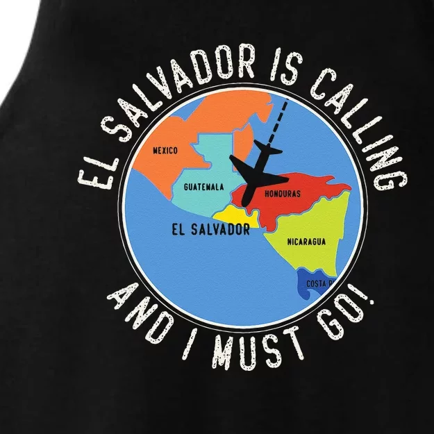 El Salvador Is Calling And I Must Go El Salvador Map Ladies Tri-Blend Wicking Tank