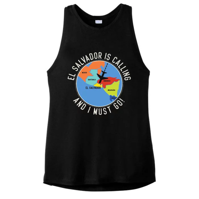 El Salvador Is Calling And I Must Go El Salvador Map Ladies Tri-Blend Wicking Tank