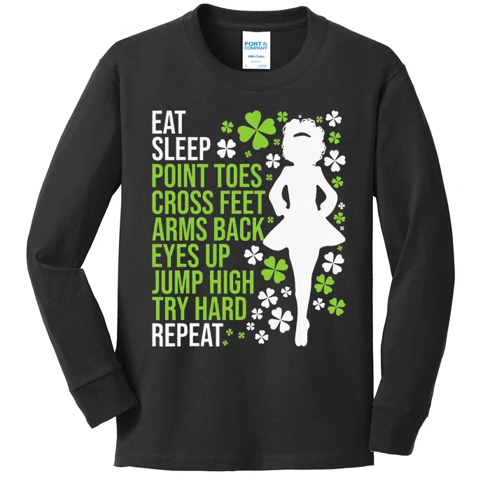 Eat Sleep Irish Dance Irish Dancer St Patricks Day Kids Long Sleeve Shirt