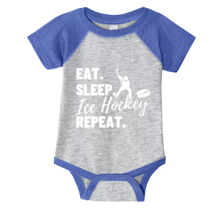 Eat Sleep Ice Hockey Repeat Ice Hockey Gift Infant Baby Jersey Bodysuit