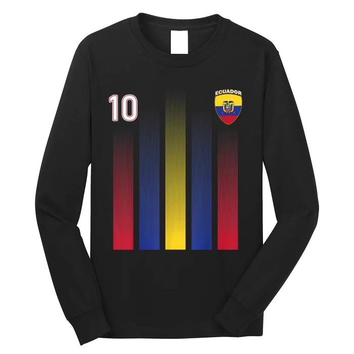 Ecuador Soccer Jersey Ecuador 10 Soccer Football Fan Long Sleeve Shirt