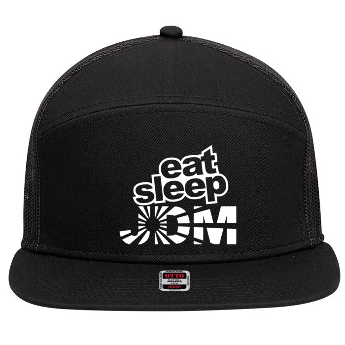 Eat Sleep JDM Tuner Car Lover 7 Panel Mesh Trucker Snapback Hat