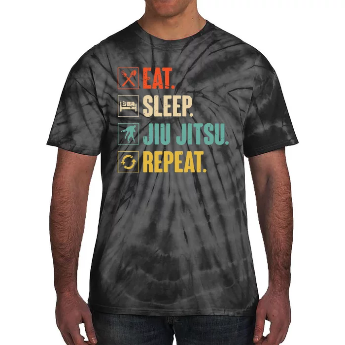 Eat Sleep Jiujitsu Repeat Funny Jiujitsu Martial Art Combat Tie-Dye T-Shirt