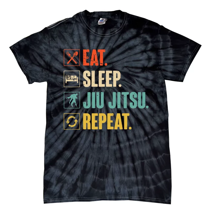 Eat Sleep Jiujitsu Repeat Funny Jiujitsu Martial Art Combat Tie-Dye T-Shirt