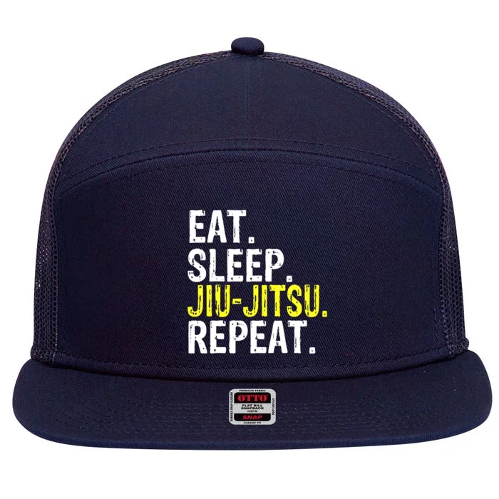 Eat Sleep JiuJitsu Repeat Gift 7 Panel Mesh Trucker Snapback Hat