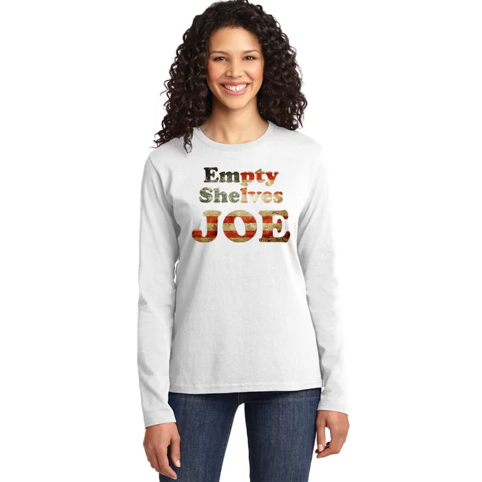 Empty Shelves Joe USA Blend Ladies Long Sleeve Shirt