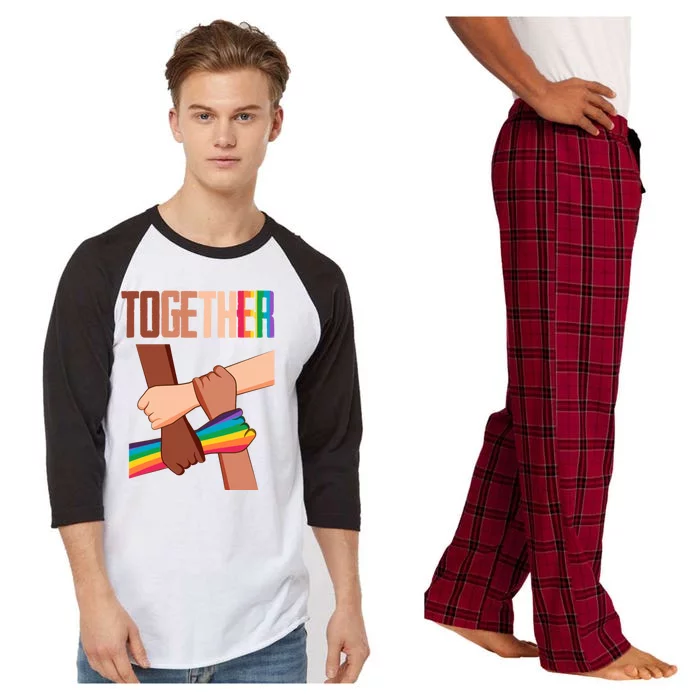 Equality Social Justice Hu Rights Together Rainbow Hands Gift Raglan Sleeve Pajama Set