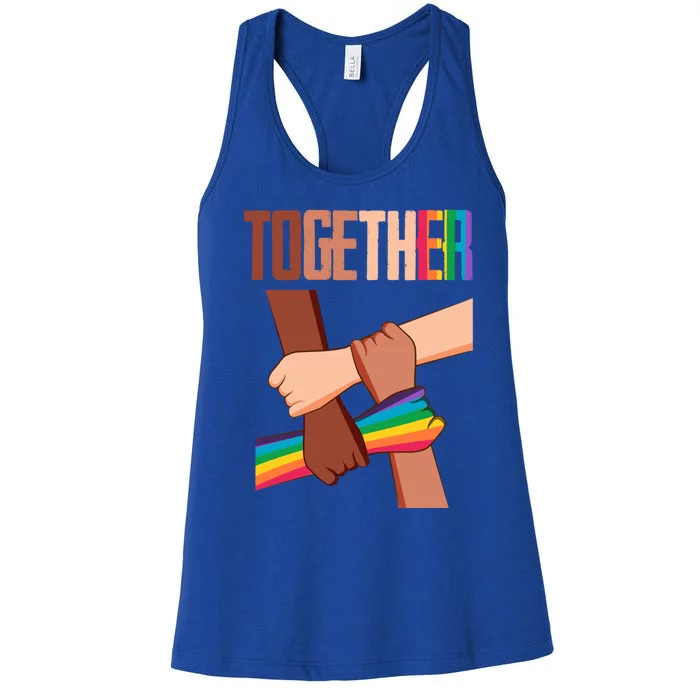 Equality Social Justice Hu Rights Together Rainbow Hands Gift Women's Racerback Tank