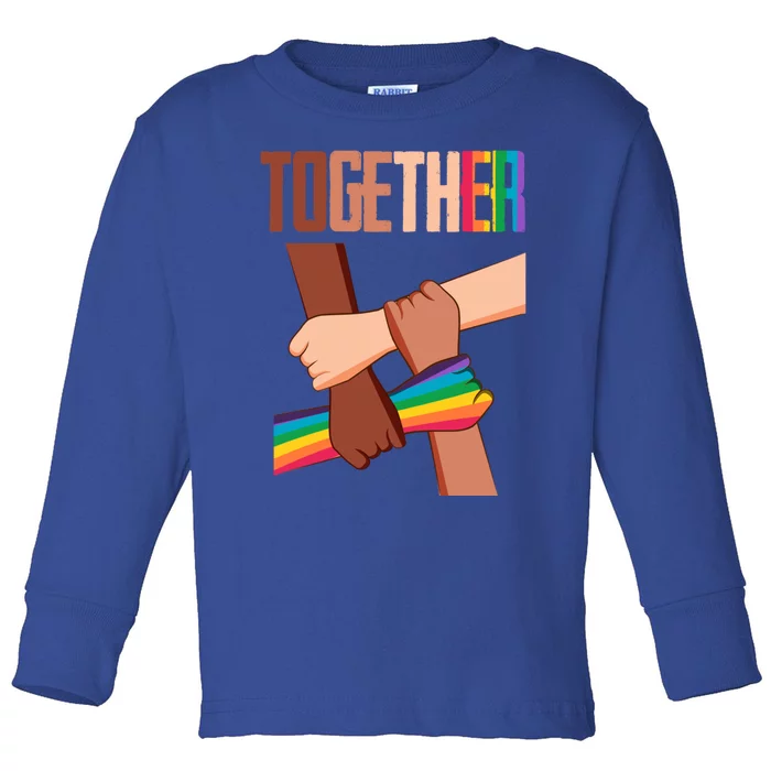 Equality Social Justice Hu Rights Together Rainbow Hands Gift Toddler Long Sleeve Shirt