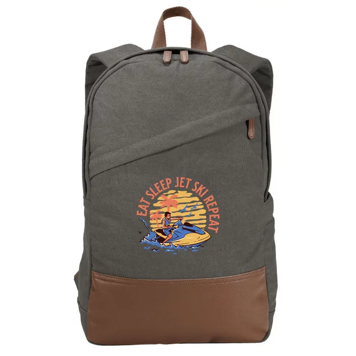 Eat Sleep Jet Ski Repeat Gift Cotton Canvas Backpack