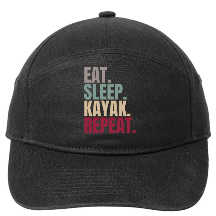 Eat Sleep Kayak Repeat Gift 7-Panel Snapback Hat