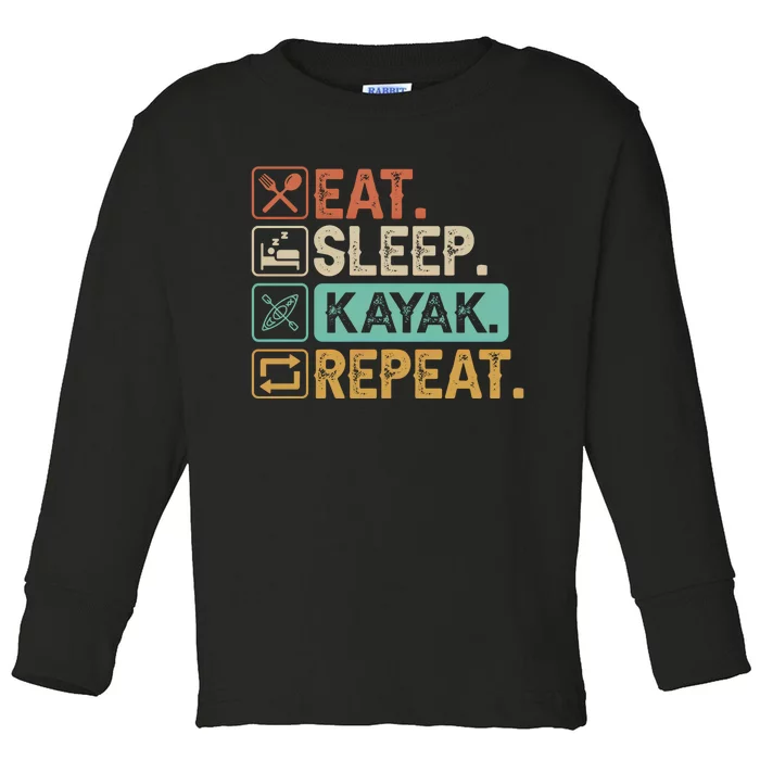 Eat Sleep Kayak Repeat Vintage Kayak Gift Toddler Long Sleeve Shirt