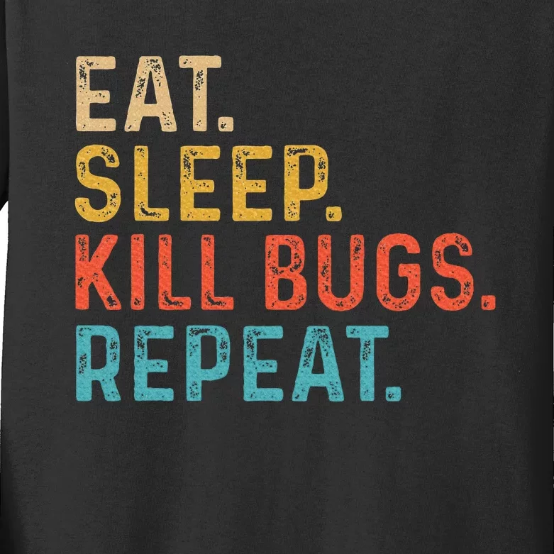 Eat Sleep Kill Bugs Pest Control Technician Exterminator Kids Long Sleeve Shirt