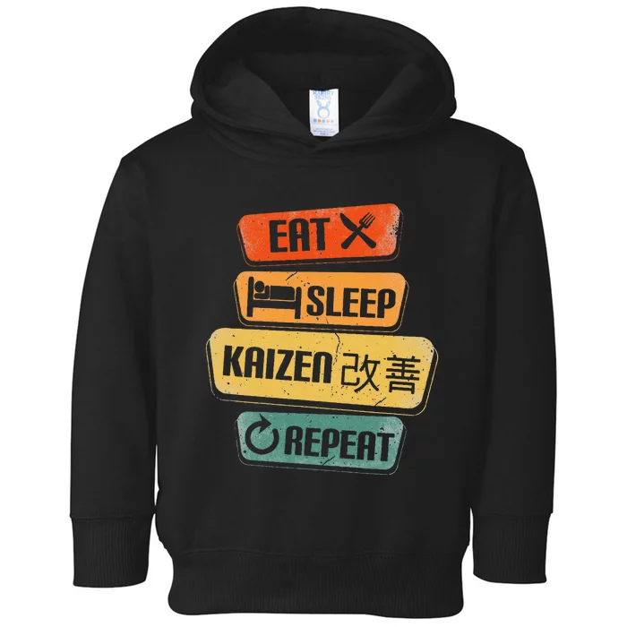 Eat Sleep Kaizen Repeat Funny Japanese Kaizen Toddler Hoodie