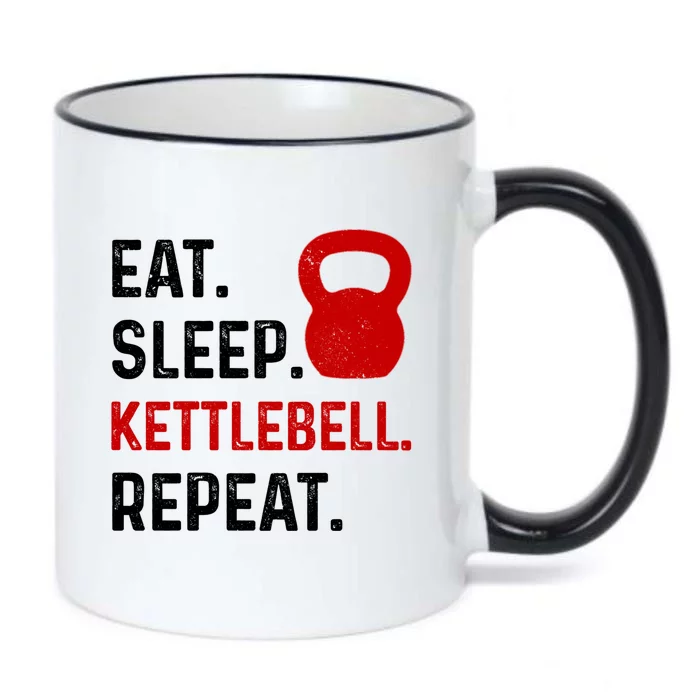 Eat Sleep Kettlebell Repeat Fitness Gym Great Gift Black Color Changing Mug