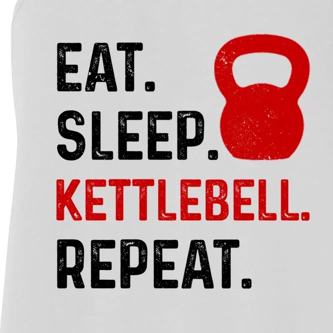 Eat Sleep Kettlebell Repeat Fitness Gym Great Gift Women's Racerback Tank