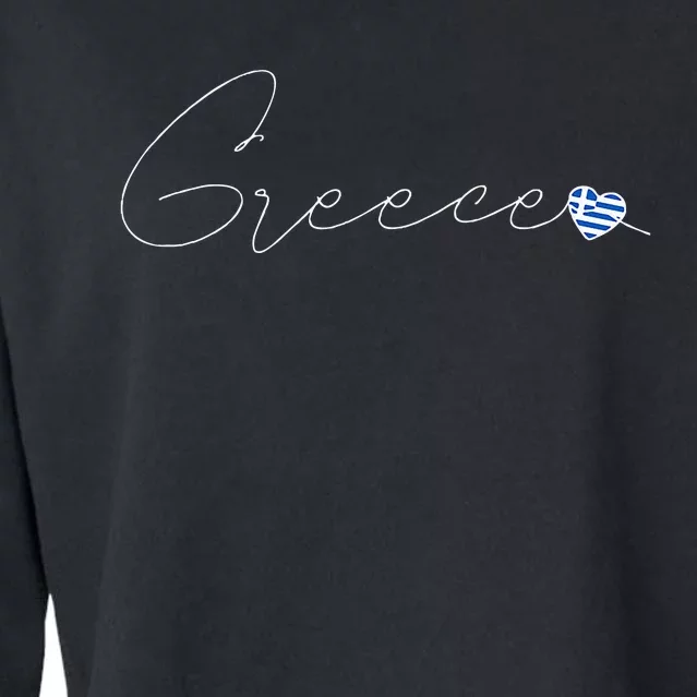 ElláDa Simple Love Greek Flag Heart On Greece Cropped Pullover Crew