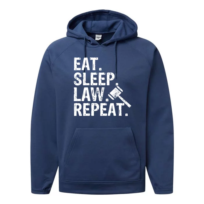 Eat Sleep Law Repeat School Lawyer Gift Great Gift Performance Fleece Hoodie