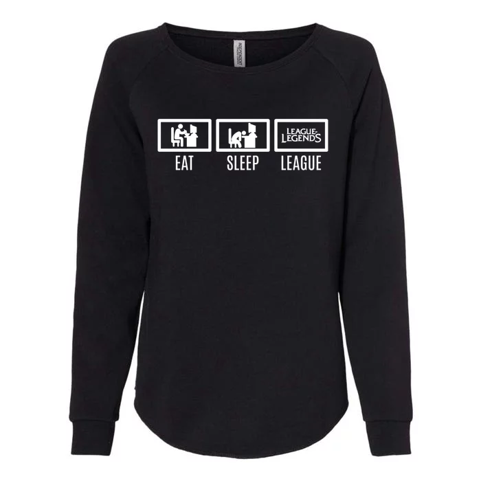 Eat Sleep League Repeat Gift Challenger Funny Gift Womens California Wash Sweatshirt