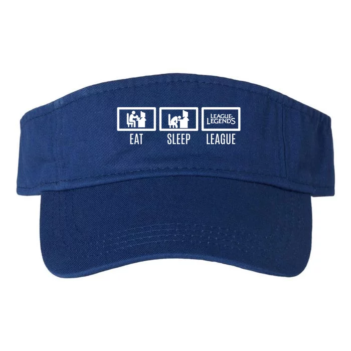 Eat Sleep League Repeat Gift Challenger Funny Gift Valucap Bio-Washed Visor