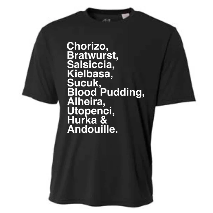 European Sausage Lovers: Chorizo Bratwurst Foodie Gift Funny Gift Cooling Performance Crew T-Shirt