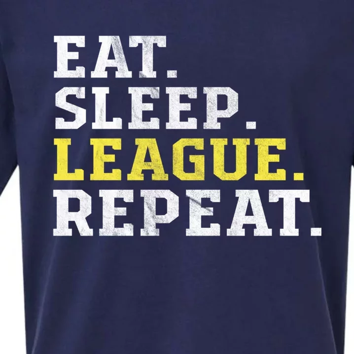 Eat Sleep League Repeat Sports Game Gaming Gift Funny Gift Sueded Cloud Jersey T-Shirt