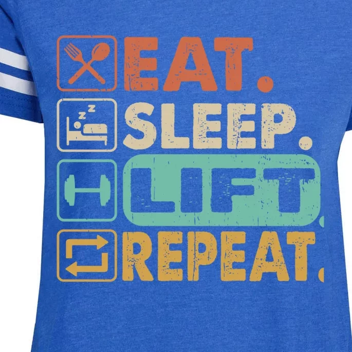 Eat Sleep Lift Repeat Gym Bodybuilding Gift Enza Ladies Jersey Football T-Shirt