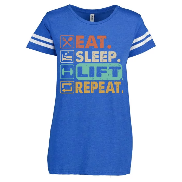 Eat Sleep Lift Repeat Gym Bodybuilding Gift Enza Ladies Jersey Football T-Shirt