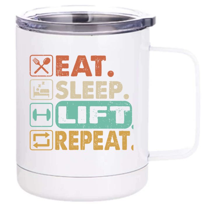 Eat Sleep Lift Repeat Gym Bodybuilding Gift Front & Back 12oz Stainless Steel Tumbler Cup