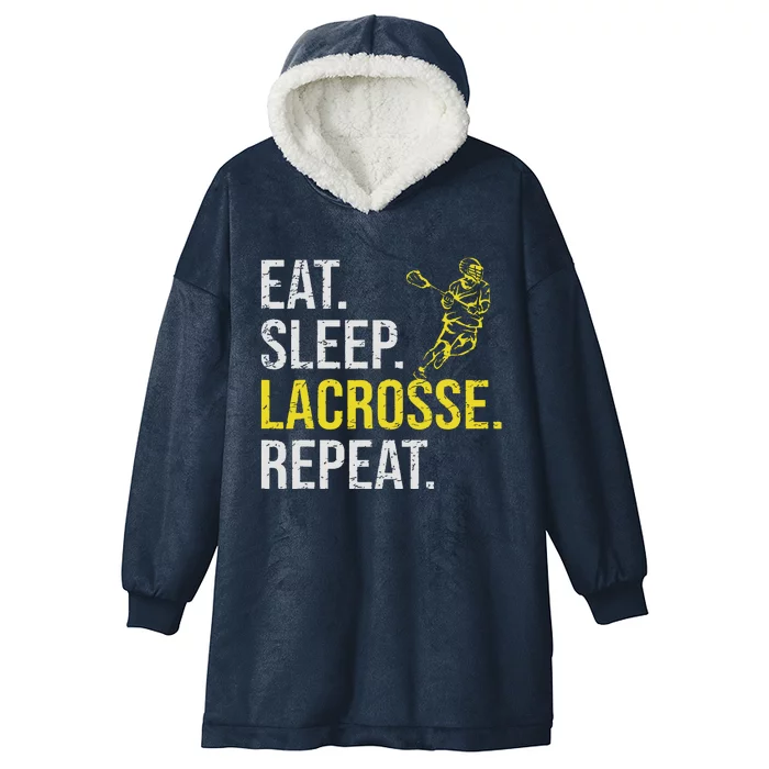 Eat Sleep Lacrosse Repeat Sports Team Gifts Men Fathers Day Hooded Wearable Blanket