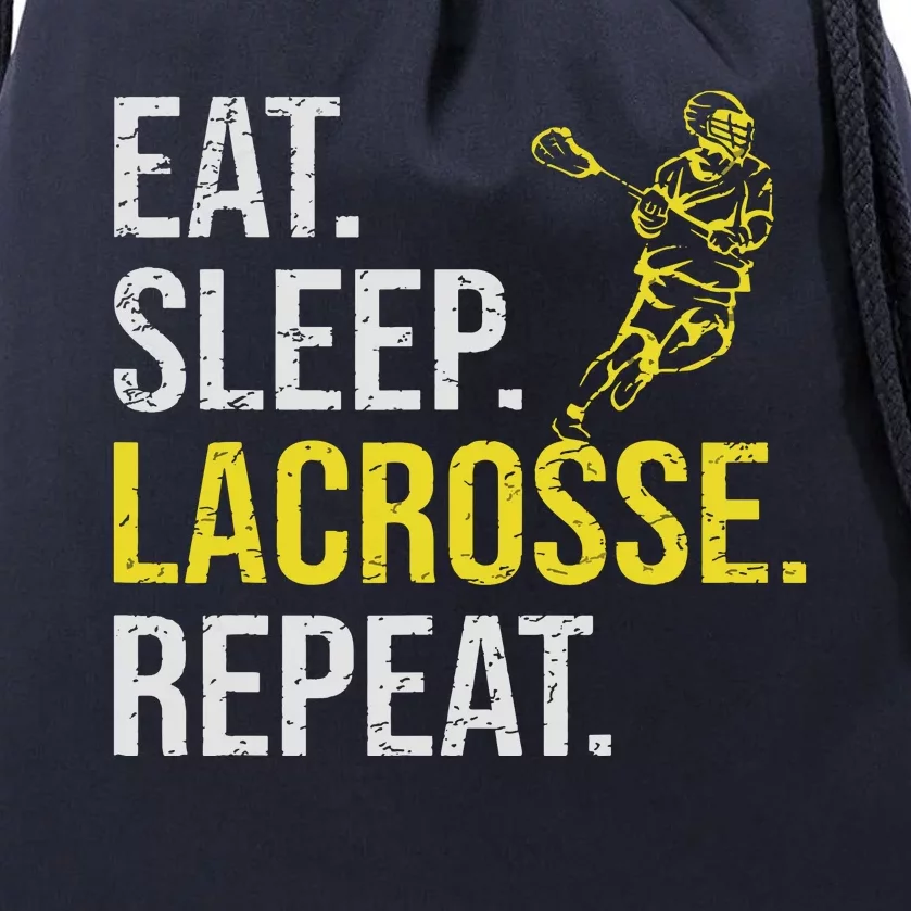 Eat Sleep Lacrosse Repeat Sports Team Gifts Men Fathers Day Drawstring Bag