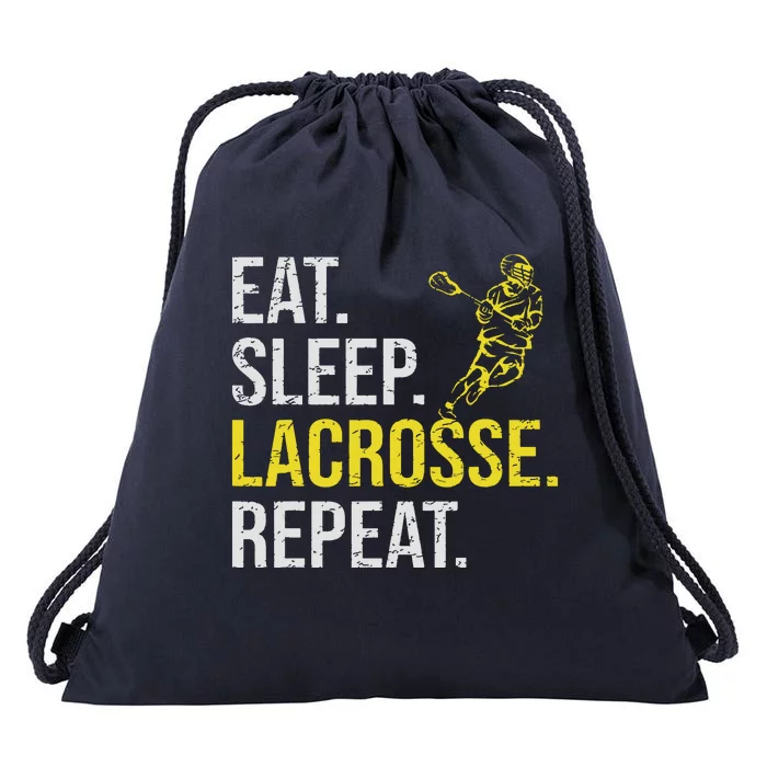 Eat Sleep Lacrosse Repeat Sports Team Gifts Men Fathers Day Drawstring Bag