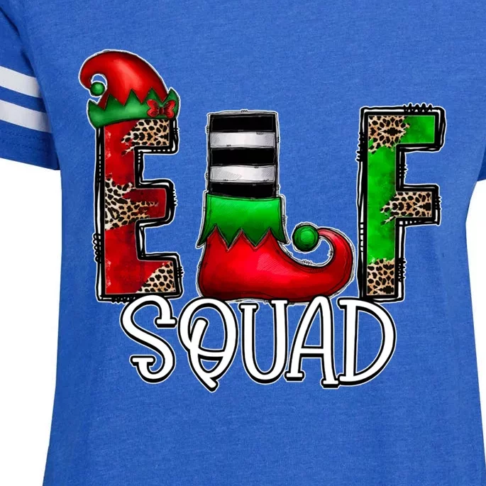 Elf Squad Leopard Christmas Family Holiday Group Xmas Pajama Enza Ladies Jersey Football T-Shirt