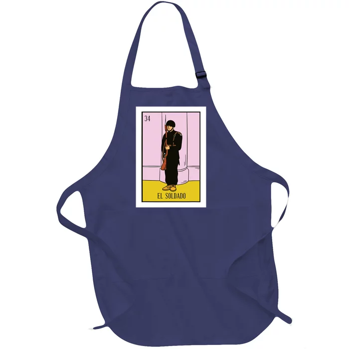 El Soldado Lottery Gift The Soldier Card Mexican Lottery Full-Length Apron With Pocket