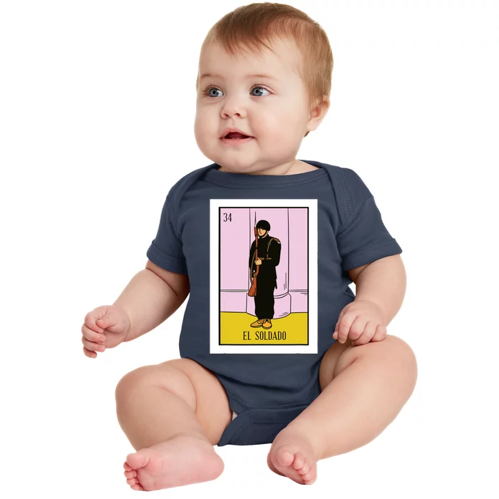 El Soldado Lottery Gift The Soldier Card Mexican Lottery Baby Bodysuit