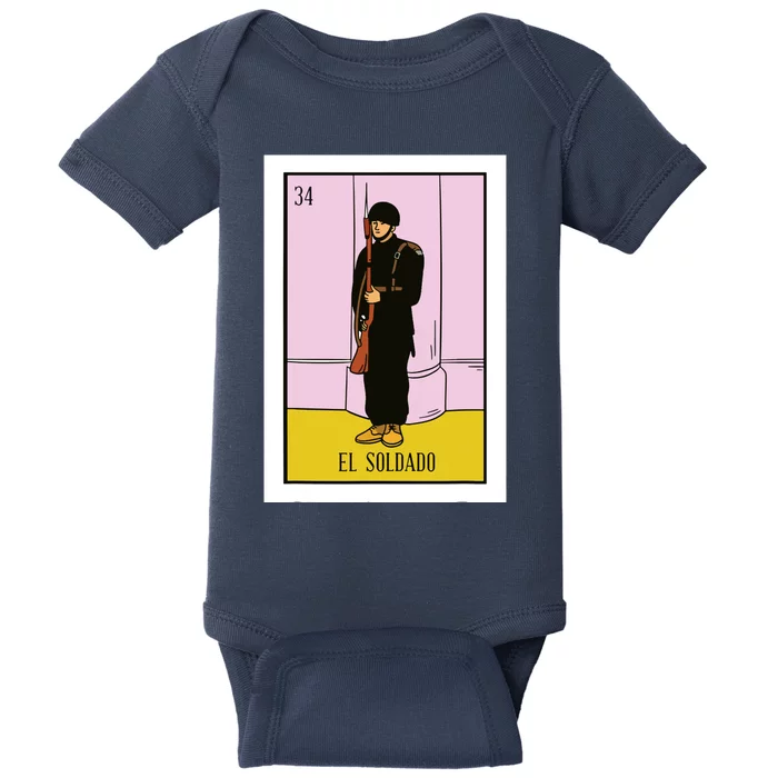 El Soldado Lottery Gift The Soldier Card Mexican Lottery Baby Bodysuit