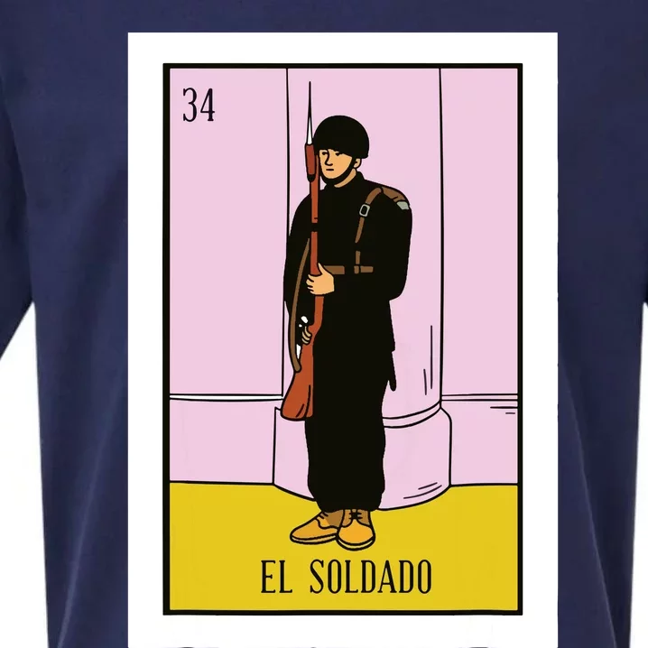 El Soldado Lottery Gift The Soldier Card Mexican Lottery Sueded Cloud Jersey T-Shirt