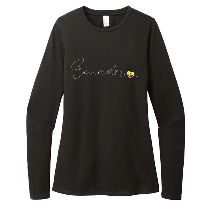 Ecuador Simple Love Ecuadorian Flag Heart On Ecuador Womens CVC Long Sleeve Shirt