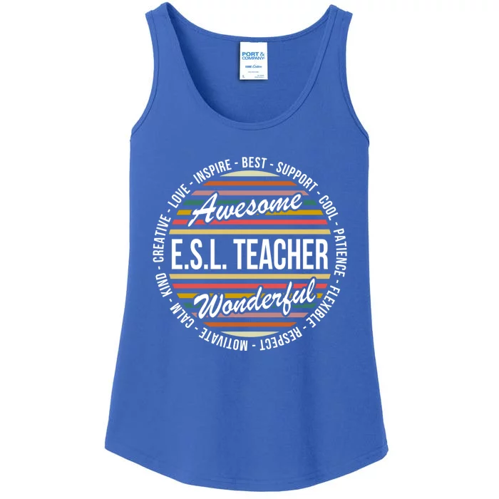 E S L Teacher Funny Funny Gift Appreciation Gift Ladies Essential Tank