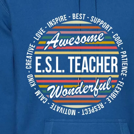 E S L Teacher Funny Funny Gift Appreciation Gift Premium Hoodie