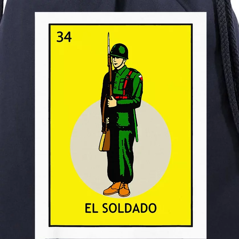 El Soldado Lottery The Soldier Card Mexican Lottery Cinco Drawstring Bag